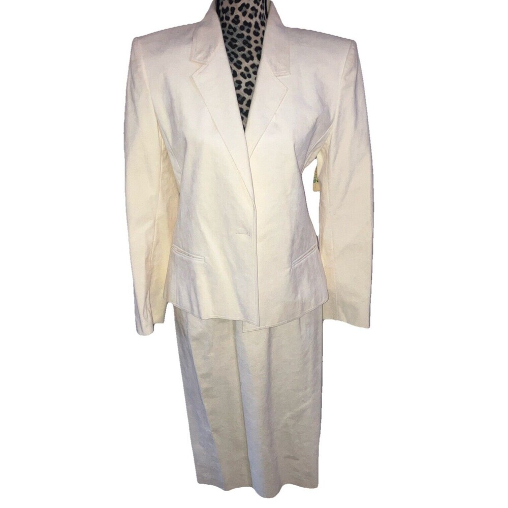 Ultra Suede 2 Piece Shirt Blazer Size 10 Cream Ivory NEW  Suede Poly $ 420 Ret